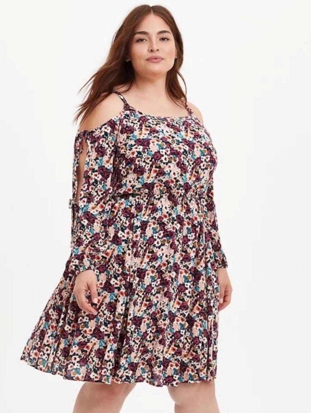 NWT Torrid Cold Shoulder Skater Dress - Gauze Floral Plus Size 3 3x